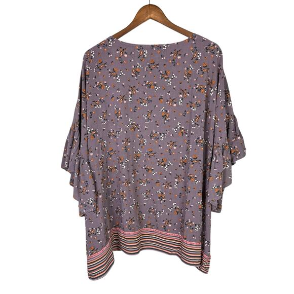 Matilda Jane M/L Along the Way Purple Bird Floral Stripe Print Open Front Kimono - Picture 11 of 13